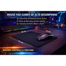 Mousepad Home Office Gamer Pequeno Preto Liso Base Emborrachada