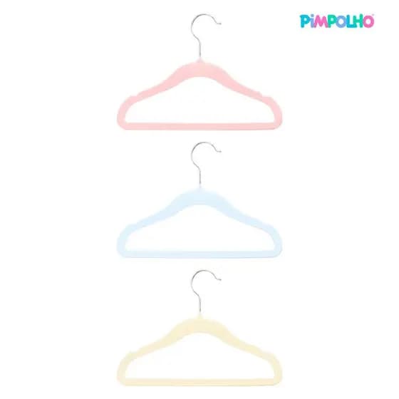 CABIDE DE VELUDO INFANTIL KIT C/5 PC PIMPOLHO PREMIUM