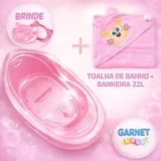 Kit Toalha Infantil + Banheira de Bebe 20L + Saboneteira