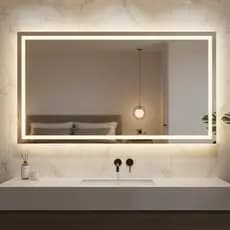 Espelho Retangular Grande Jateado com LED 3 Cores Touch Banheiro Luz Mais Forte Entrega Rapida
