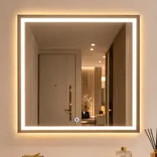 Espelho Quadrado 60x60 Jateado com LED 3 Cores Botão Touch Banheiro luxo Entrega Rapida