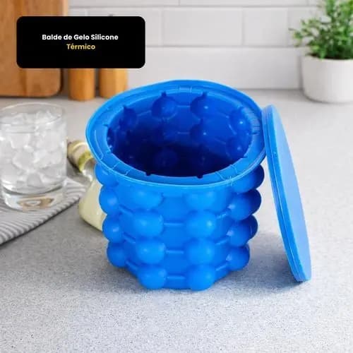 Balde Térmico Gelo Silicone Durável Portátil Conserva Bebidas Geladas