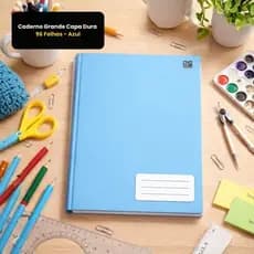 Caderno Grande Capa Rigida Azul 96 Folhas Resistente Organizado Pratico