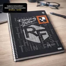 Caderno Universitario 1 Matéria Capa Dura Masculino 80 Folhas Pratico Resistente Estudo - Sortido