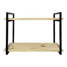 Prateleira Estilo Industrial Moderna Ferro e Madeira Pinus 50 cm