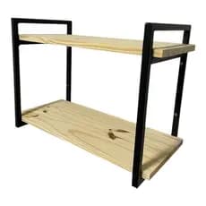 Prateleira Estilo Industrial Moderna Ferro e Madeira Pinus 40 cm