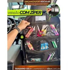 Organizador COM ZÍPER Para Motorista UBER/99/INDRIVER Porta Objetos de Banco Carro COM PAINEL VISOR Para Recado