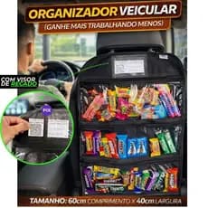 Organizador Para MOTORISTA Uber/99/App Com LOCAL PARA MENSAGEM AO PASSAGEIRO e COM ZÍPER  Porta Objetos Veicular