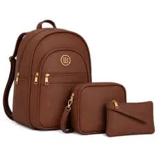 Kit Mochila Feminina Bolsa Transversal Casual Trabalho Dia Dia Sintético Resistente Reforçada Couro