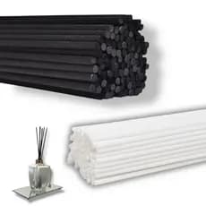 Kit 120 Varetas Difusoras Em Fibra de Algodão 4mm 25cm p/ Aromatizar Ambiente Aromaterapia Branca e Preta