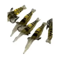 Kit 5 Isca Artificial Camarão Amarelo 4cm - Tucunaré Traíra Curvina Robalo