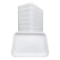 Bandeja Isopor B2 100Unid 21X14Cm Refeição Descartável Alimentos Retangular Branca