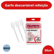 GARFO REFEIÇÃO PRAFESTA CRISTAL/BRANCO 50 UNIDADES