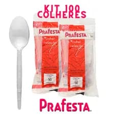 KIT COLHER REFEIÇÃO PRAFESTA CRISTAL 100 unidades Promoção