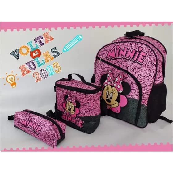 Mochila escolar com 3 peças (lancheira+estojo+mochila) ou 2 peças (mochila+estojo)