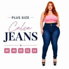 Calça Jeans Feminina Plus Size Cintura Alta Skinny Confortável 46 Ao 54