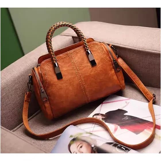 Bolsa Boston Feminina Grande Com Alça Transversal Ajustável  e Bolso Anti Roubo, Fecho De Zíper | 60082#