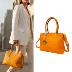 Bolsa Feminina Elegante Estruturada Couro PU Bolsa de Mão e Ombro Executiva Social com Alça Transversal | 6660#