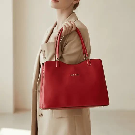 Bolsa Feminina Elegante Tote Estruturada Couro PU Bolsa Executiva de Ombro Social para Trabalho