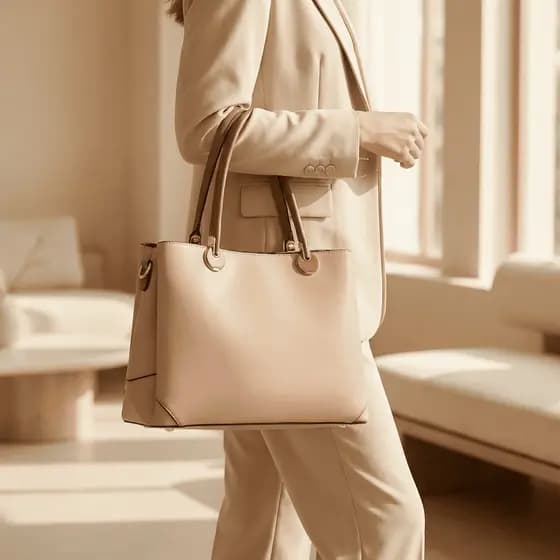 Bolsa Feminina Tote Grande Elegante Estruturada Couro PU Bolsa de Ombro Executiva Social | 6642#