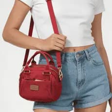 Bolsa Feminina Nylon Impermeável Pequena Reforçada Transversal Ombro Compacta Leve