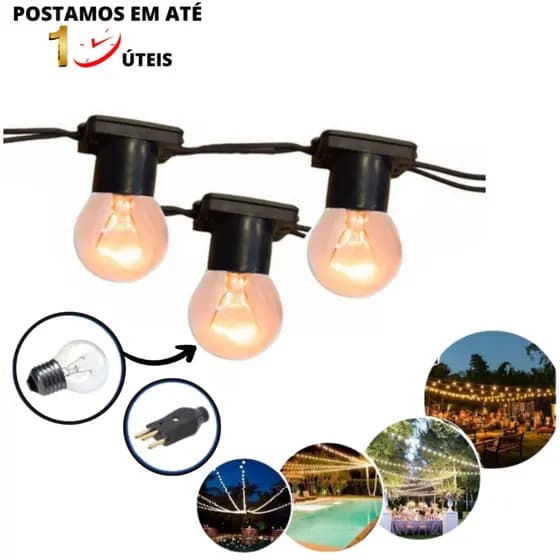 Promocao Varal De Luzes Festao 100 Mts Com 100 Lampadas Inclusas direto de fabrica Com Nota Fiscal.