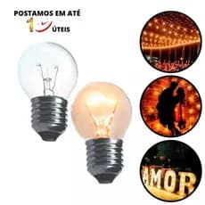 Kit 40 Lâmpadas Bolinha Incandescente 15w E-27 P/Varal De Luz