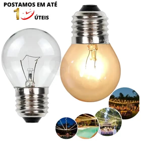 Kit 20 Lampadas Para Varal De Luzes Incandescente 15w C/ Luz Branco-quente 110v/220v
