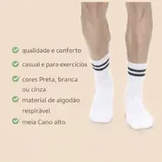 Kit De 3 a 12 Pares de Meias Algodão Cano Alto Moderna
