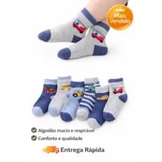Kit De 3 a 12 Pares Meias Infantil MENINO Algodão