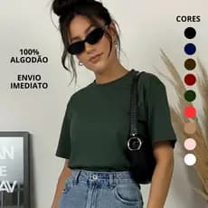 Camiseta T Shirt Feminina 100% Algodão Básica Sem Estampa Estilosa Várias Cores Promoção Envio Imediato