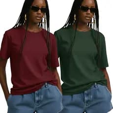 Kit 2 Camisetas T Shirt Feminina 100% Algodão Básica Lisa Várias Cores Envio Imediato