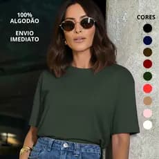 Camiseta T Shirt Feminina  100% Algodão Básica Lisa Várias Cores Promoção Envio Imediato