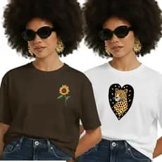 Kit Camiseta Feminina Estampada Oncinha Floral Estilosa Envio Imediato