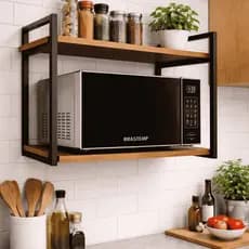 Suporte De Micro-ondas Forno Eletrico air fryer Porta Tempeiros Industrial Multiuso 2 Prateleiras Aço Reforçado