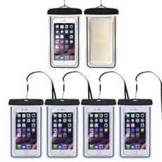5 Capa Capinha Celular Prova D'agua 2 em 1 Impermeável Universal Cor preta Transparente 7 polegadas