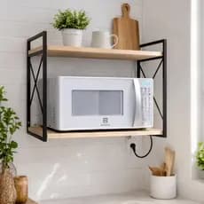 Suporte prateleira Micro-ondas Industrial Parede Ferro Madeira mdf Reforçado Prateleira Cozinha Gourmet