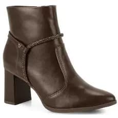 Bota Mississipi Cano Curto Salto Alto 8cm Feminina Café Elegant ORIGINAL J0355