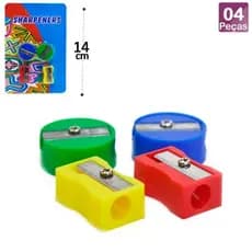 KIT - 8 Apontador Plástico Sortidos. 4 Redondos e 4 Quadrados - Blessed - Modelo Sharpeners