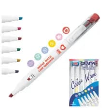 Marca Texto com Carimbo Kaz Color Wave | Kit 6 Cores Criativas | Planner, Estudo e Papelaria Fofa