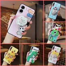 Capa Protetora Resistente À Sujeira Para OPPO A6 4G Global TPU Suporte Giratório Anti-knock Traseira Soft Case Cartoon A
