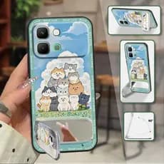 Capa De Telefone De Pelúcia Com Espelho De Maquiagem Para infinix Note Edge/X6887 Traseira Remendo De Pano De Silicone T