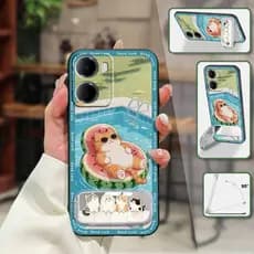 Capa De Telefone Tridimensional TPU Para Redmi15A 5G Global/R70/R70M Espelho De Maquiagem Suporte 3D Remendo De Pano De