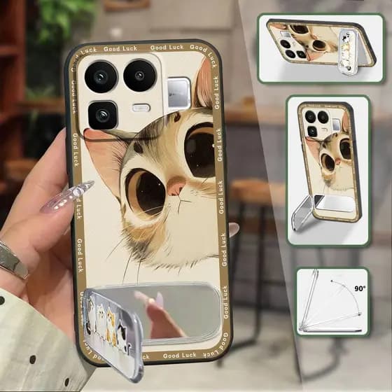 Capa Traseira Durável De Telefone Para Realme Neo8 Bolsa Protetora TPU Macia Espelho De Maquiagem Anti-Poeira Remendo De