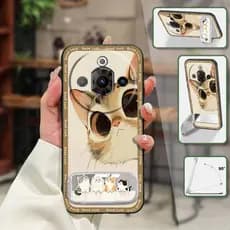 Suporte De Telefone Espelho Capa Para ZTE Nubia Focus Pro 5G Bolsa De Pelúcia Durável De Maquiagem À Prova D'água Tridim