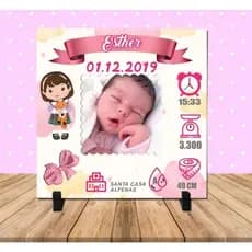 Azulejo recém-nascido, personalizado com nome/ foto / 15cm x 15cm  ( CRIAMOS A AR7TE NO SEU TEMA