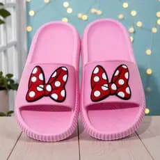 Chinelo Nuvem Minie Laço Slide Macio Leve Flexível Infantil Juvenil Feminino Rosa