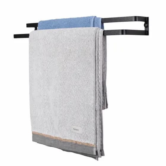 Suporte Porta Toalha Duplo Parede 60cm Toalheiro Preto Fosco