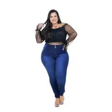 Calças Femininas Plus Size Com Lycra Cintura Alta Moda Levanta Bum Bum