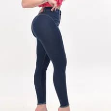 Calça Jeans Feminina Skinny Sem Bolso Efeito Legging Cintura Alta Empina Bumbum